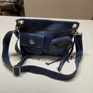 EUC Roots Navy Blue Leather Shoulder/Crossbody bag